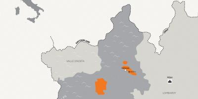 Kort af mílanó og nærliggjandi borgir