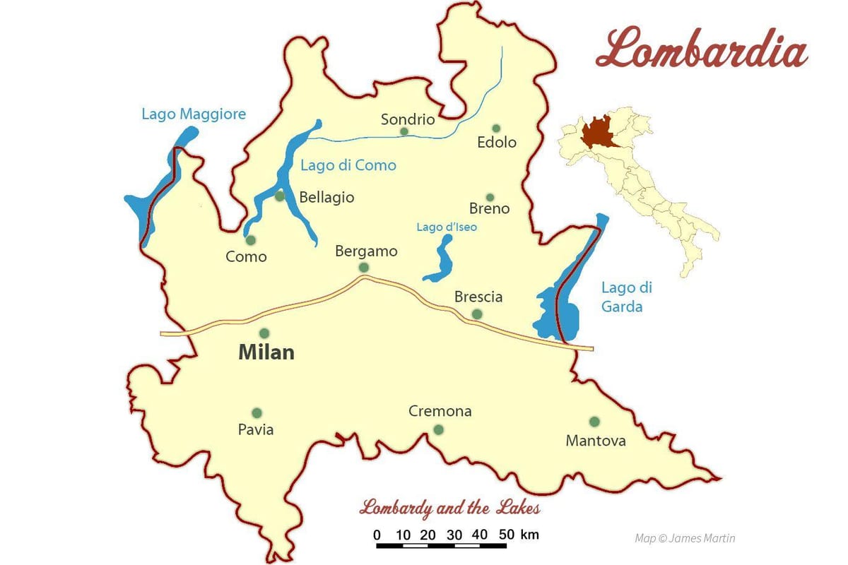 kort af mílanó lombardy