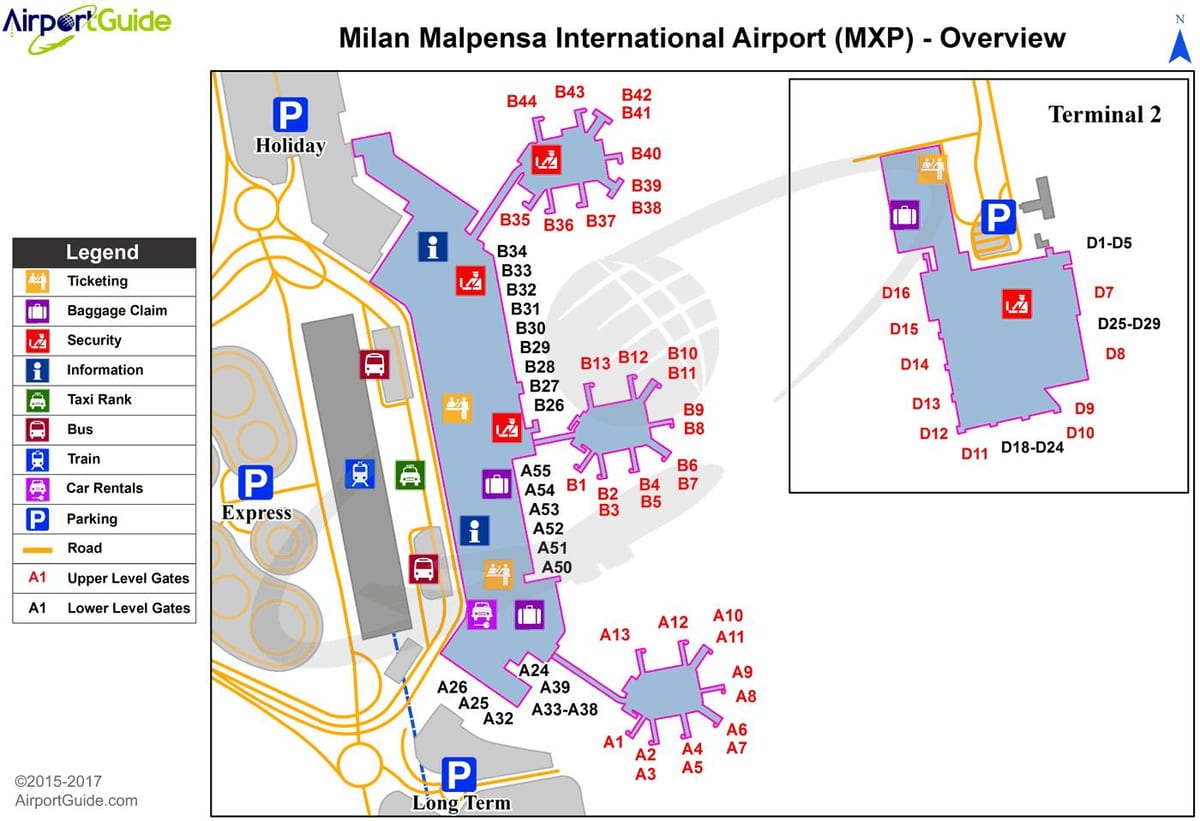 mílanó malpensa flugvöllur kort